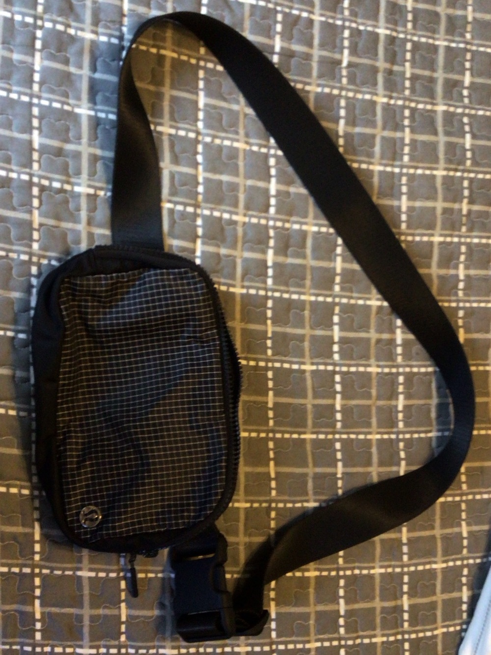 lululemon athletica Black Crossbody Sling with Grid Pattern
